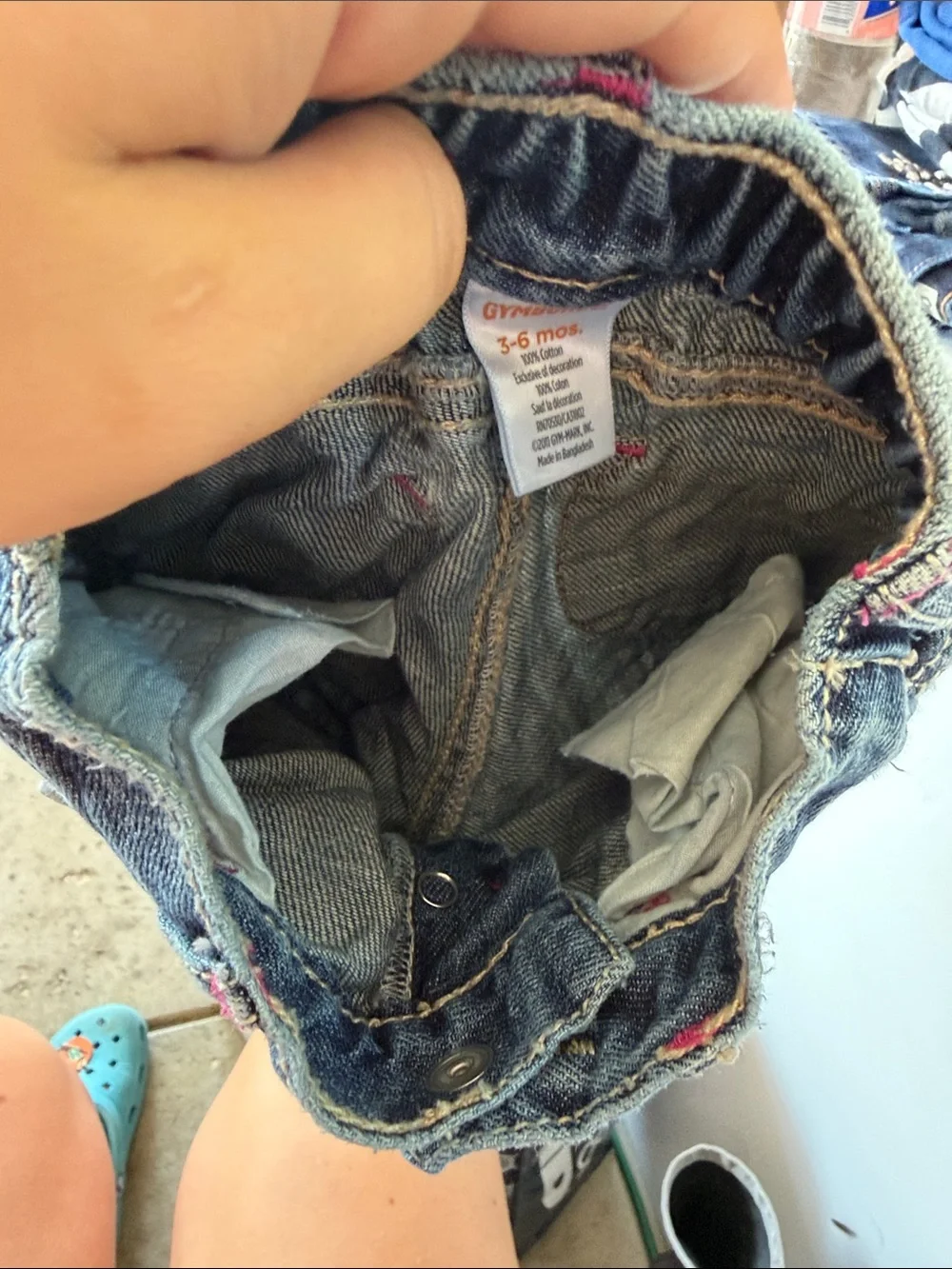 Gymboree Dark Denim Capri Jeans with Pink Bird & Floral Appliqués